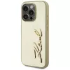 KARL LAGERFELD Wrinkled Metal Signature puzdro pre iPhone 15 Pro - zlatá