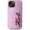 KARL LAGERFELD Wrinkled Metal Signature zadný kryt pre Apple iPhone 15, ružová
