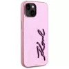 KARL LAGERFELD Wrinkled Metal Signature zadný kryt pre Apple iPhone 15, ružová