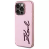 Karl Lagerfeld Wrinkled Metal Signature puzdro pre iPhone 15 Pro, ružová