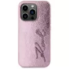 Karl Lagerfeld Wrinkled Metal Signature puzdro pre iPhone 15 Pro, ružová