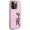 Karl Lagerfeld Wrinkled Metal Signature puzdro pre iPhone 15 Pro, ružová