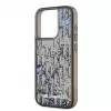 KARL LAGERFELD Liquid Glitter Monogram Gradient zadný kryt pre Apple iPhone 15 Pro, čierna