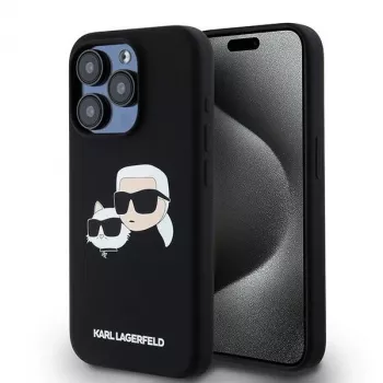 Karl Lagerfeld KLHMP15LSKCHPPLK iPhone 15 Pro 6,1 čierne pevné puzdro silikónové Karl & Choupette MagSafe