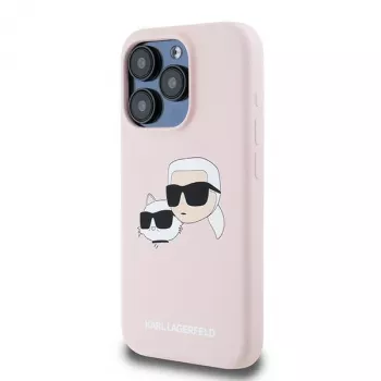Karl Lagerfeld KLHMP15LSKCHPPLP iPhone 15 Pro 6.1 ružové pevné puzdro silikónové Karl & Choupette MagSafe