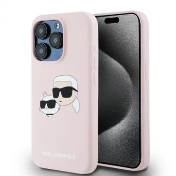 Karl Lagerfeld KLHMP15XSKCHPPLP iPhone 15 Pro Max 6,7 palca ružové pevné puzdro silikónové Karl & Choupette MagSafe