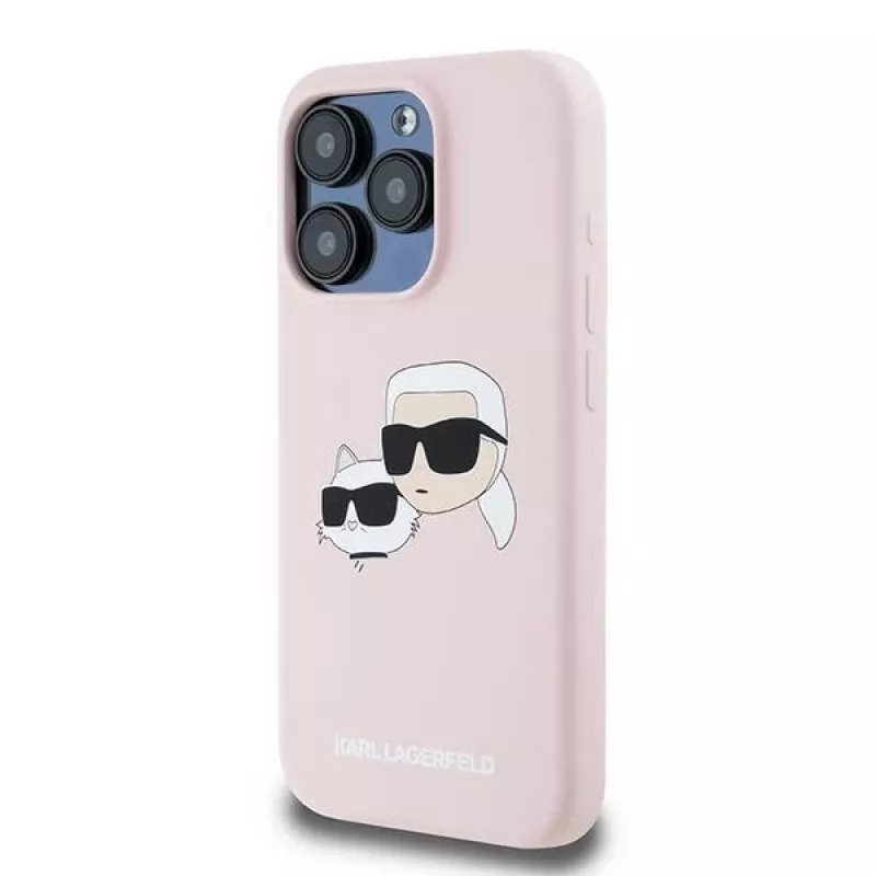 Karl Lagerfeld KLHMP15XSKCHPPLP iPhone 15 Pro Max 6,7 palca ružové pevné puzdro silikónové Karl & Choupette MagSafe