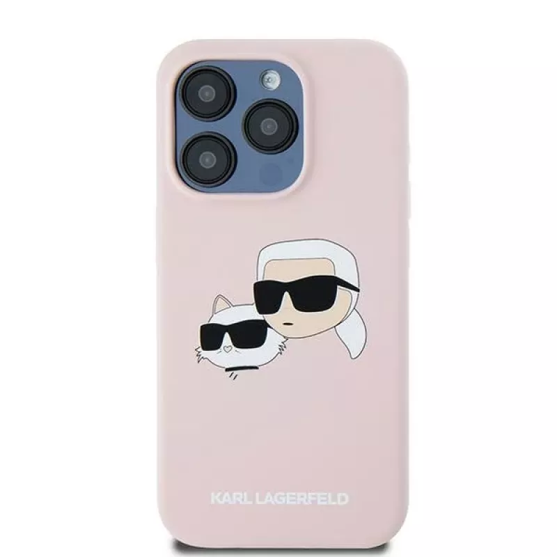 Karl Lagerfeld KLHMP15XSKCHPPLP iPhone 15 Pro Max 6,7 palca ružové pevné puzdro silikónové Karl & Choupette MagSafe