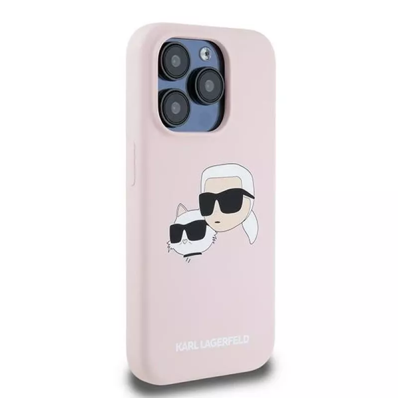 Karl Lagerfeld KLHMP15XSKCHPPLP iPhone 15 Pro Max 6,7 palca ružové pevné puzdro silikónové Karl & Choupette MagSafe
