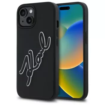 Karl Lagerfeld KLHCP15S3DRKSDLK iPhone 15 6,1 palca čierne puzdro 3D Rubber Signature