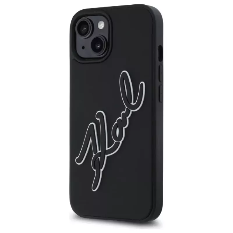 Karl Lagerfeld KLHCP15S3DRKSDLK iPhone 15 6,1 palca čierne puzdro 3D Rubber Signature