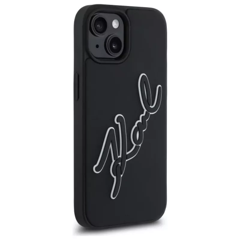 Karl Lagerfeld KLHCP15S3DRKSDLK iPhone 15 6,1 palca čierne puzdro 3D Rubber Signature