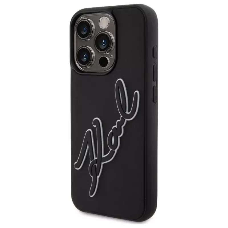 Karl Lagerfeld KLHCP15L3DRKSDLK iPhone 15 Pro 6,1 čierne puzdro 3D Rubber Signature