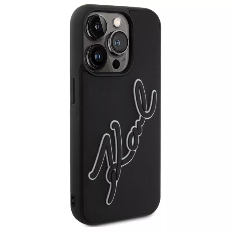 Karl Lagerfeld KLHCP15L3DRKSDLK iPhone 15 Pro 6,1 čierne puzdro 3D Rubber Signature