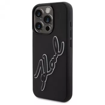 Karl Lagerfeld KLHCP15X3DRKSDLK pevné puzdro pre Apple iPhone 15 Pro Max 6,7 palca čierne 3D guma Signature