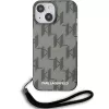 Karl Lagerfeld KLHCP15SHKDPNSK iPhone 15 / 14 / 13 6,1 čierne puzdro IML Mono KL Pattern a šnúrka