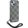 Karl Lagerfeld KLHCP15SHKDPNSK iPhone 15 / 14 / 13 6,1 čierne puzdro IML Mono KL Pattern a šnúrka