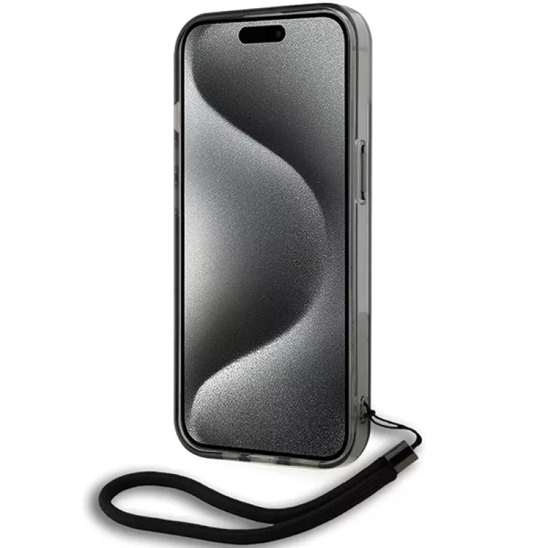 Karl Lagerfeld KLHCP15SHKDPNSK iPhone 15 / 14 / 13 6,1 čierne puzdro IML Mono KL Pattern a šnúrka