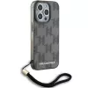 Karl Lagerfeld KLHCP15LHKDPNSK puzdro pre iPhone 15 Pro 6,1 palca, čierne, IML Mono KL Pattern a šnúrka