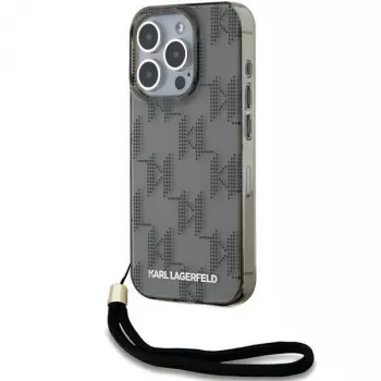 Karl Lagerfeld KLHCP15XHKDPNSK iPhone 15 Pro Max 6,7 čierne puzdro IML Mono KL Pattern a šnúrka