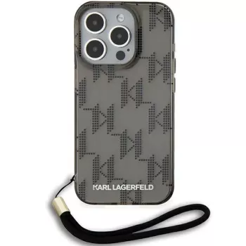 Karl Lagerfeld KLHCP15XHKDPNSK iPhone 15 Pro Max 6,7 čierne puzdro IML Mono KL Pattern a šnúrka
