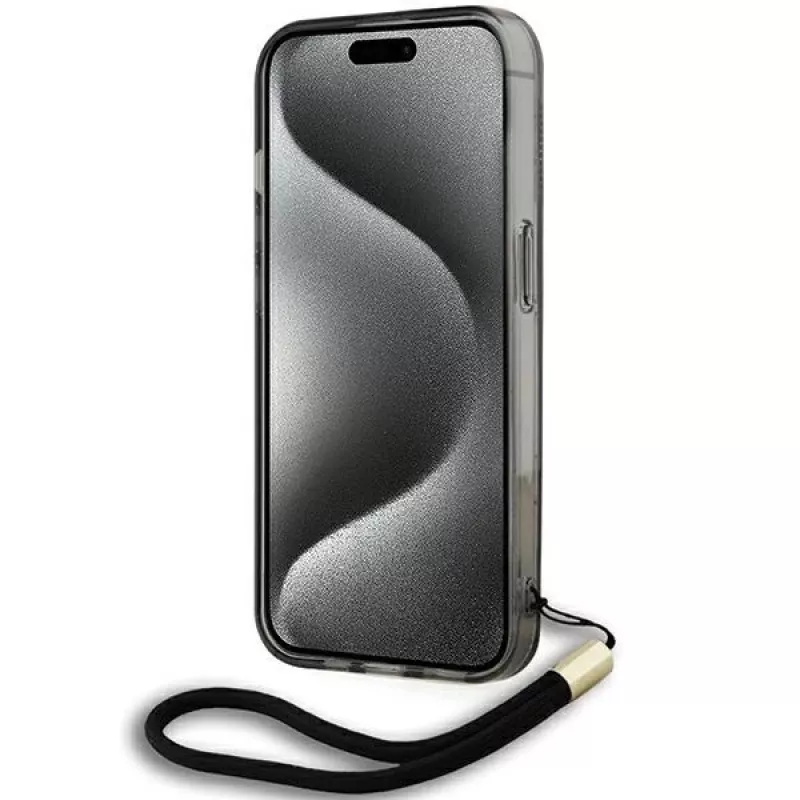 Karl Lagerfeld KLHCP15XHKDPNSK iPhone 15 Pro Max 6,7 čierne puzdro IML Mono KL Pattern a šnúrka