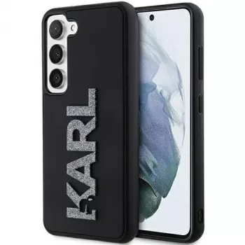 Karl Lagerfeld KLHCS24S3DMBKCK pevné puzdro pre Samsung Galaxy S24, čierne, 3D Rubber Glitter Logo
