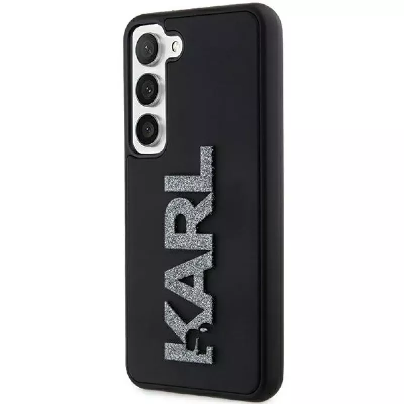Karl Lagerfeld KLHCS24S3DMBKCK pevné puzdro pre Samsung Galaxy S24, čierne, 3D Rubber Glitter Logo