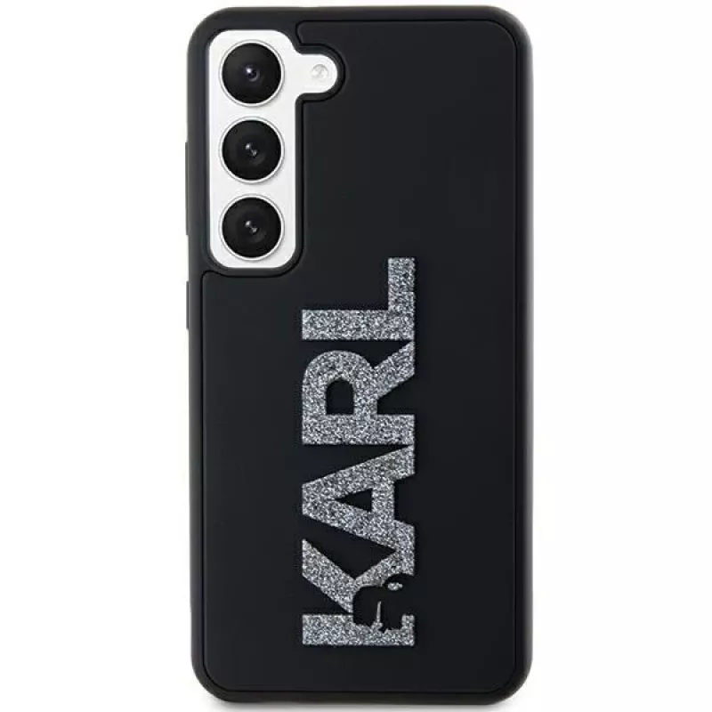 Karl Lagerfeld KLHCS24S3DMBKCK pevné puzdro pre Samsung Galaxy S24, čierne, 3D Rubber Glitter Logo