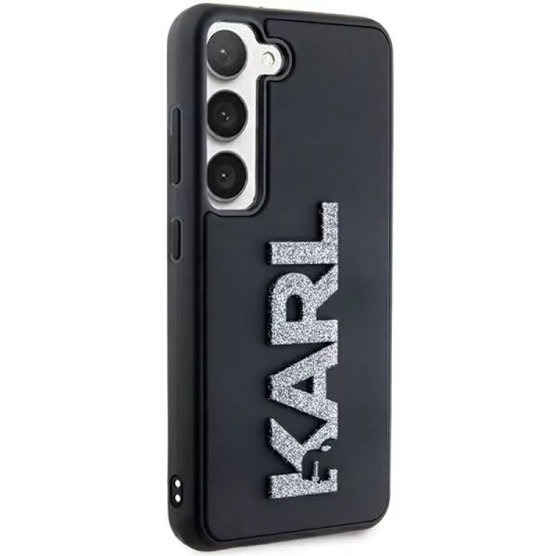 Karl Lagerfeld KLHCS24S3DMBKCK pevné puzdro pre Samsung Galaxy S24, čierne, 3D Rubber Glitter Logo
