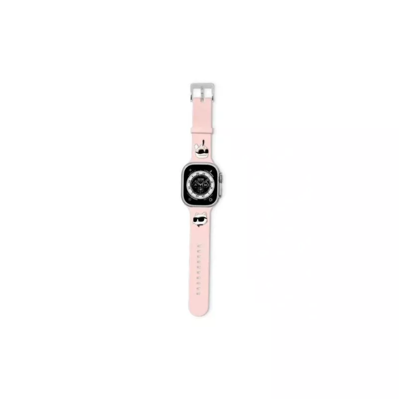Karl Lagerfeld 3D Rubber Karl & Choupette Heads remienok pre Apple Watch 38/40/41mm ružový