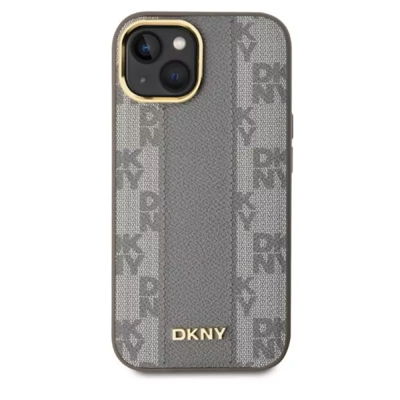 DKNY DKHMP15SPCPVSLE iPhone 15 6,1 palca béžové puzdro koža káro Mono vzor MagSafe
