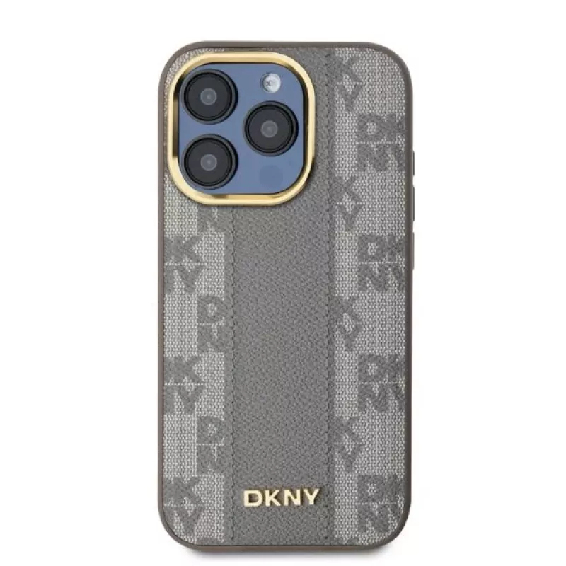 DKNY DKHMP15XPCPVSLE iPhone 15 Pro Max 6,7 palca puzdro koža káro Mono vzor MagSafe béžové