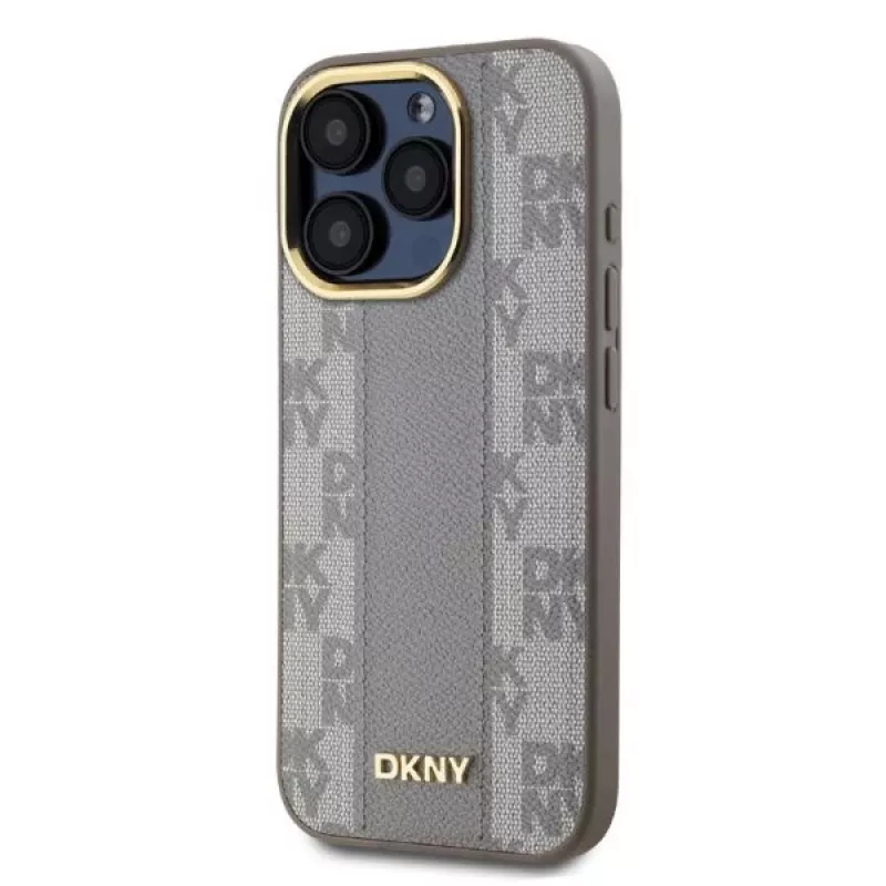 DKNY DKHMP15XPCPVSLE iPhone 15 Pro Max 6,7 palca puzdro koža káro Mono vzor MagSafe béžové