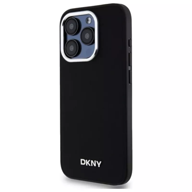 DKNY DKHMP15LPSCMCLK pevné puzdro pre Apple iPhone 15 Pro 6,1 palca čierne jednoduché logo MagSafe