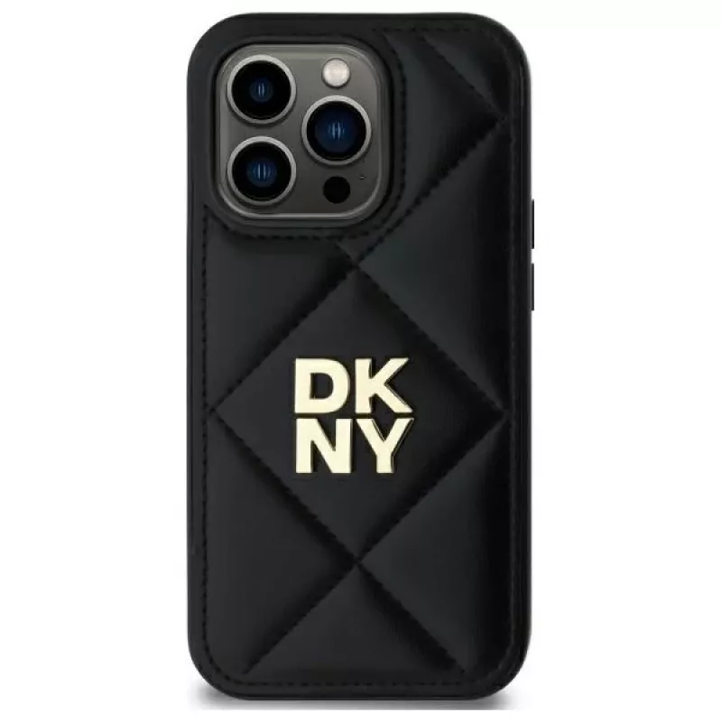 DKNY DKHCP14LPQDSLK Quilted Stack Logo kryt zadný pre Apple iPhone 14 Pro 6,1 palca čierny