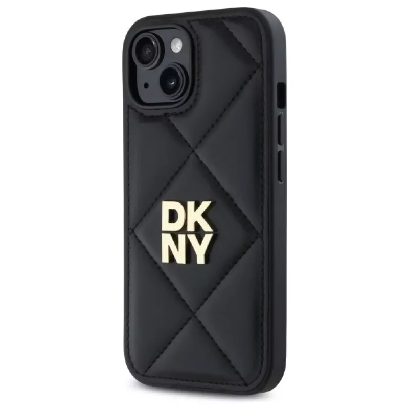 DKNY DKHCP15SPQDSLK Quilted Stack Logo zadný kryt pre Apple iPhone 15 6,1 palca čierny