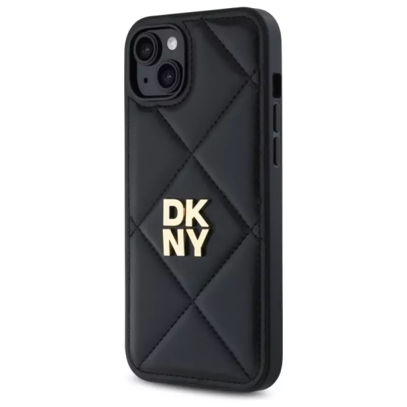 DKNY DKHCP15MPQDSLK Quilted Stack Logo kryt pre iPhone 15 Plus 6,7 palca čierny
