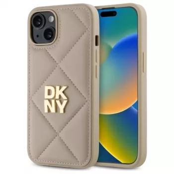 DKNY DKHCP14SPQDSLE Quilted Stack Logo kryt pre Apple iPhone 14 6,1 palca béžový