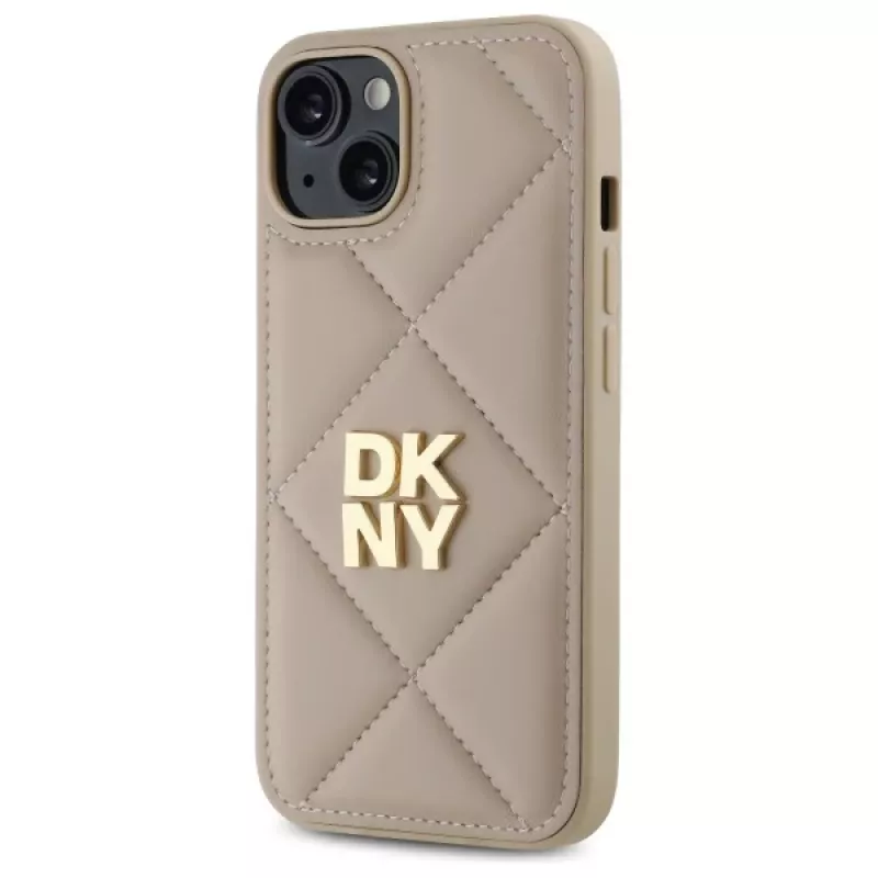 DKNY DKHCP14SPQDSLE Quilted Stack Logo kryt pre Apple iPhone 14 6,1 palca béžový
