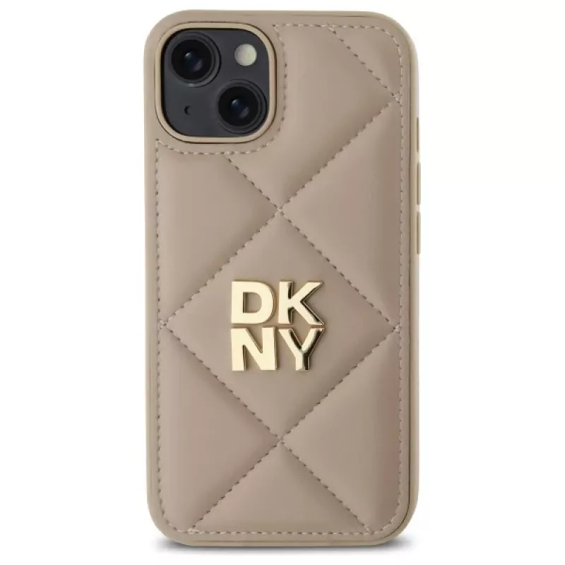 DKNY DKHCP14SPQDSLE Quilted Stack Logo kryt pre Apple iPhone 14 6,1 palca béžový