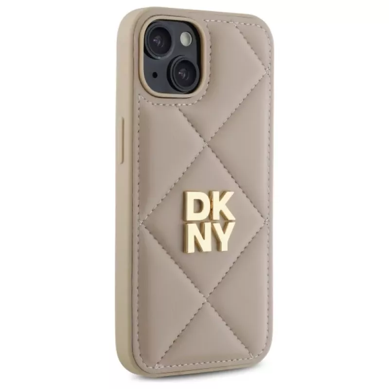 DKNY DKHCP14SPQDSLE Quilted Stack Logo kryt pre Apple iPhone 14 6,1 palca béžový