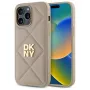 DKNY DKHCP14LPQDSLE Quilted Stack Logo zadný kryt pre iPhone 14 Pro 6,1 palca - béžový