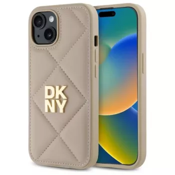 DKNY DKHCP15SPQDSLE Quilted Stack Logo kryt pre iPhone 15 6,1 palca béžový