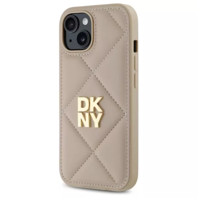 DKNY DKHCP15SPQDSLE Quilted Stack Logo kryt pre iPhone 15 6,1 palca béžový