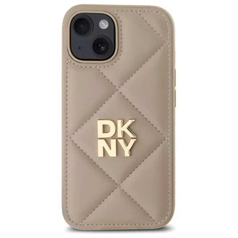 DKNY DKHCP15SPQDSLE Quilted Stack Logo kryt pre iPhone 15 6,1 palca béžový