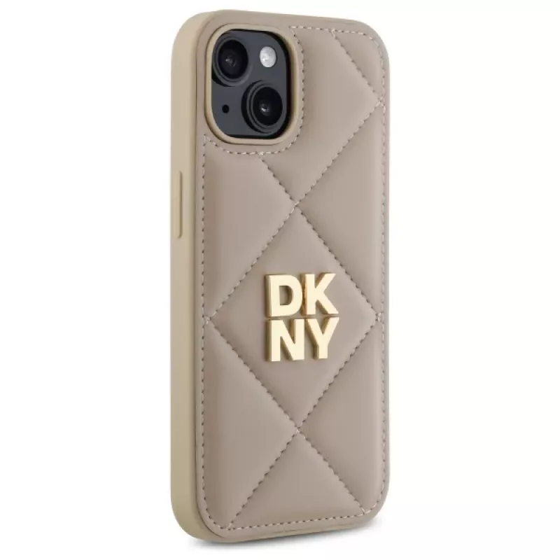 DKNY DKHCP15SPQDSLE Quilted Stack Logo kryt pre iPhone 15 6,1 palca béžový