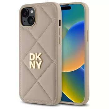 DKNY DKHCP15MPQDSLE Quilted Stack Logo zadný kryt pre iPhone 15 Plus - béžový