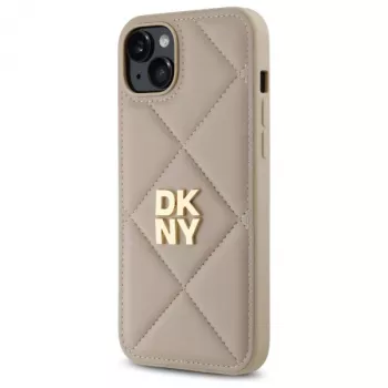 DKNY DKHCP15MPQDSLE Quilted Stack Logo zadný kryt pre iPhone 15 Plus - béžový