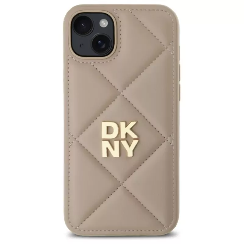 DKNY DKHCP15MPQDSLE Quilted Stack Logo zadný kryt pre iPhone 15 Plus - béžový